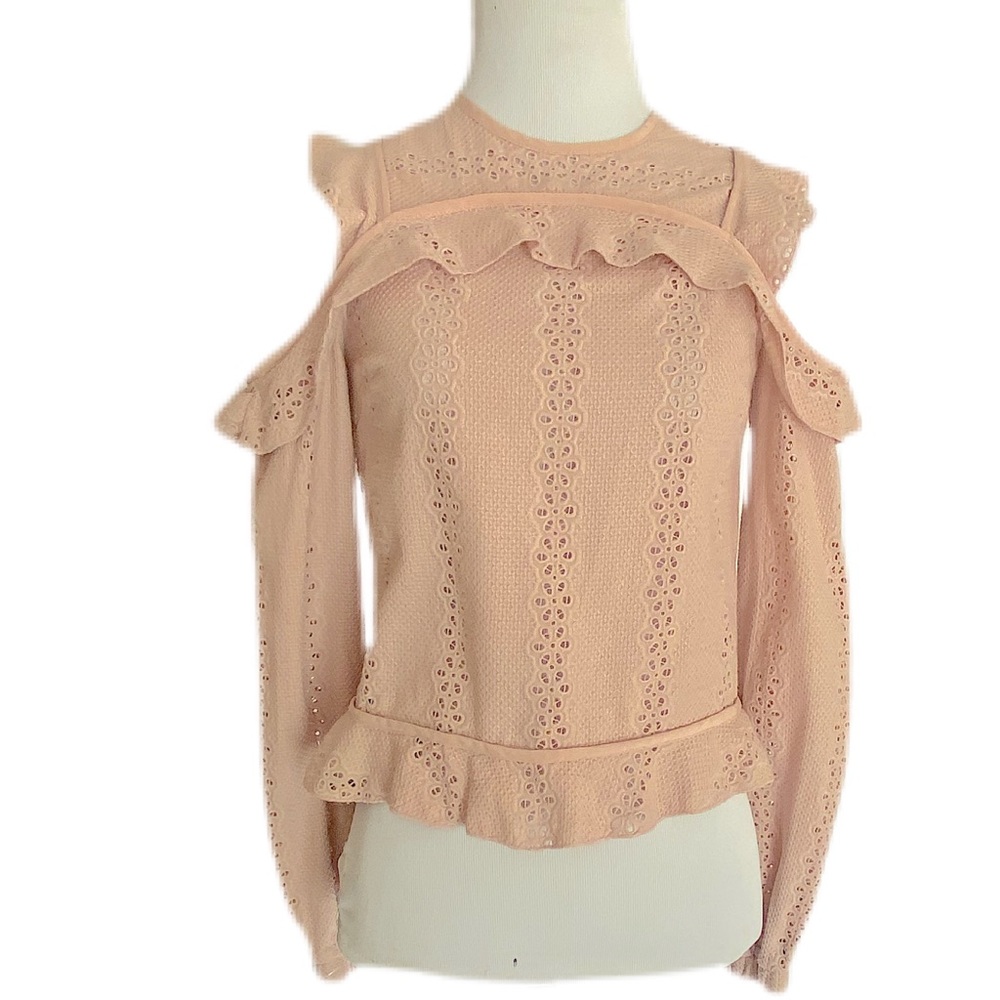 Nicholas Eyelet Cold-Shoulder Top